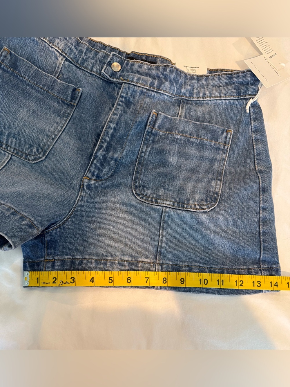 Women’s Denim Shorts Retro style Patch Pockets- City Fade Wash 3” inseam Sz 10 - Picture 15 of 16